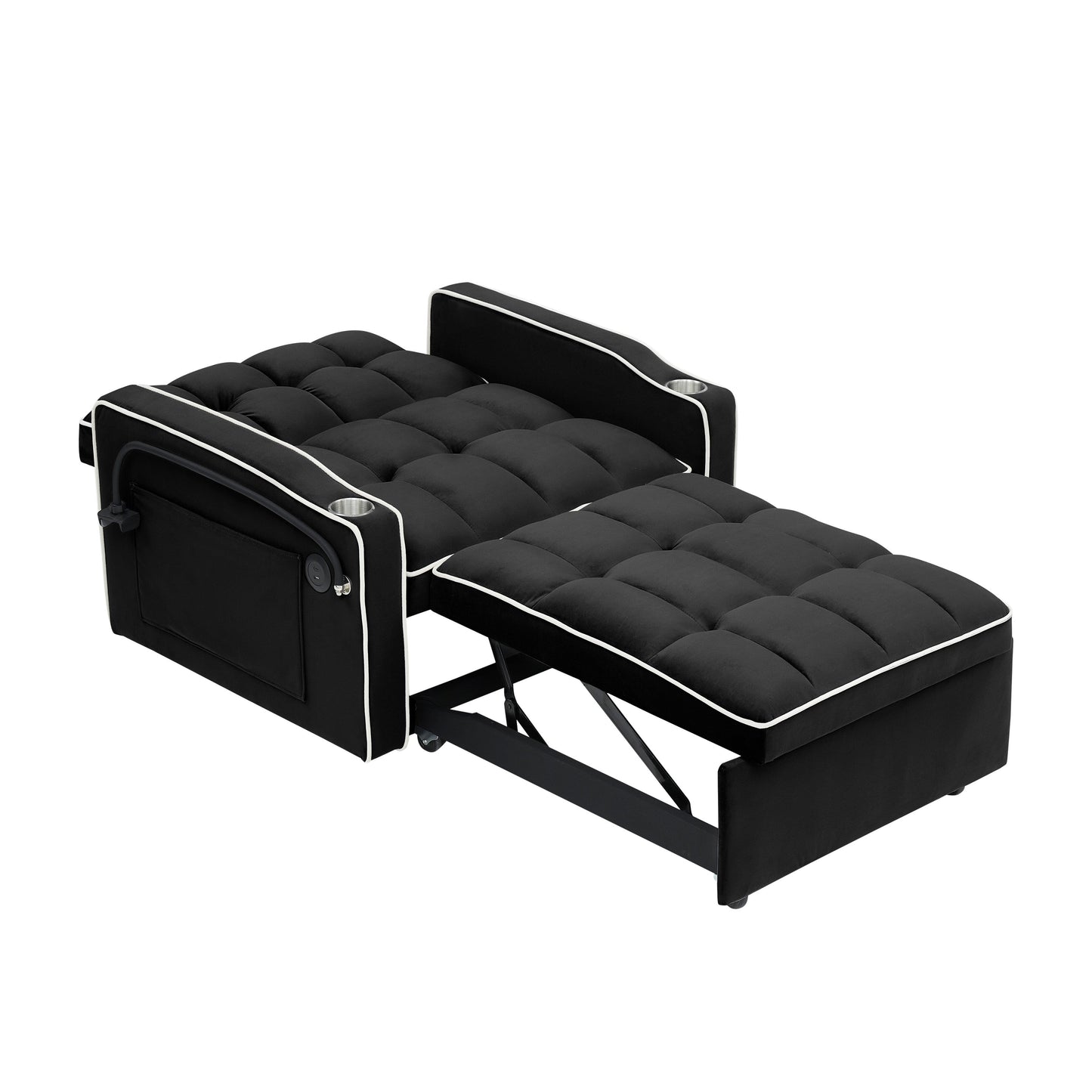 Modern 70.86 3 in 1 Single Convertible Sofa Bed with Adjustable Back and USB Charging Port for Living Room