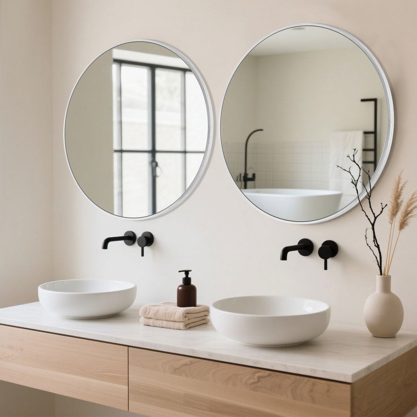Modern Bathroom Wall Mounted Round Vanity Mirror