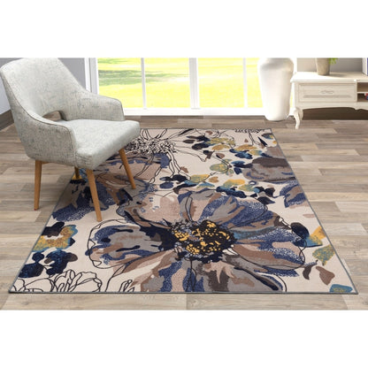 World Rug Gallery Modern Bright Flowers Non-Slip Area Rug Multi