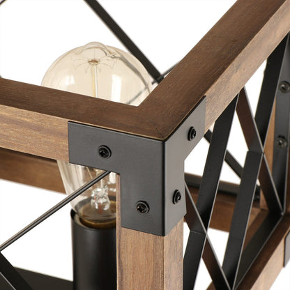 Lustre rectangulaire en bois à 5 lumières de style ferme moderne pour salle à manger - 31,6 L x 10 l x 7,8 H