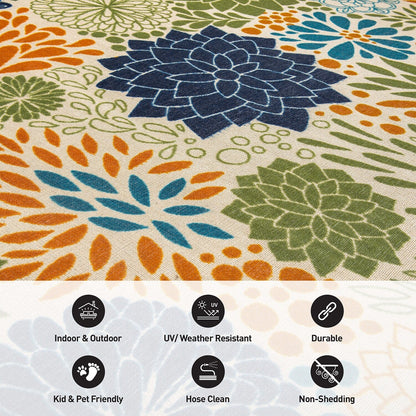 Modern Floral Circles Flatweave Indoor/Outdoor Area Rug