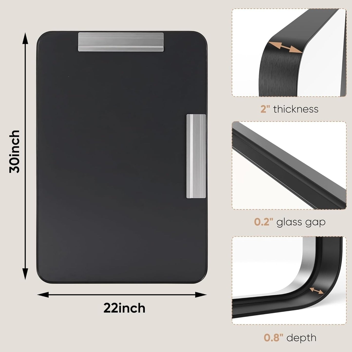 Modern Metal Frame Wall Mounted Bathroom Vanity Mirror with 5-year warranty