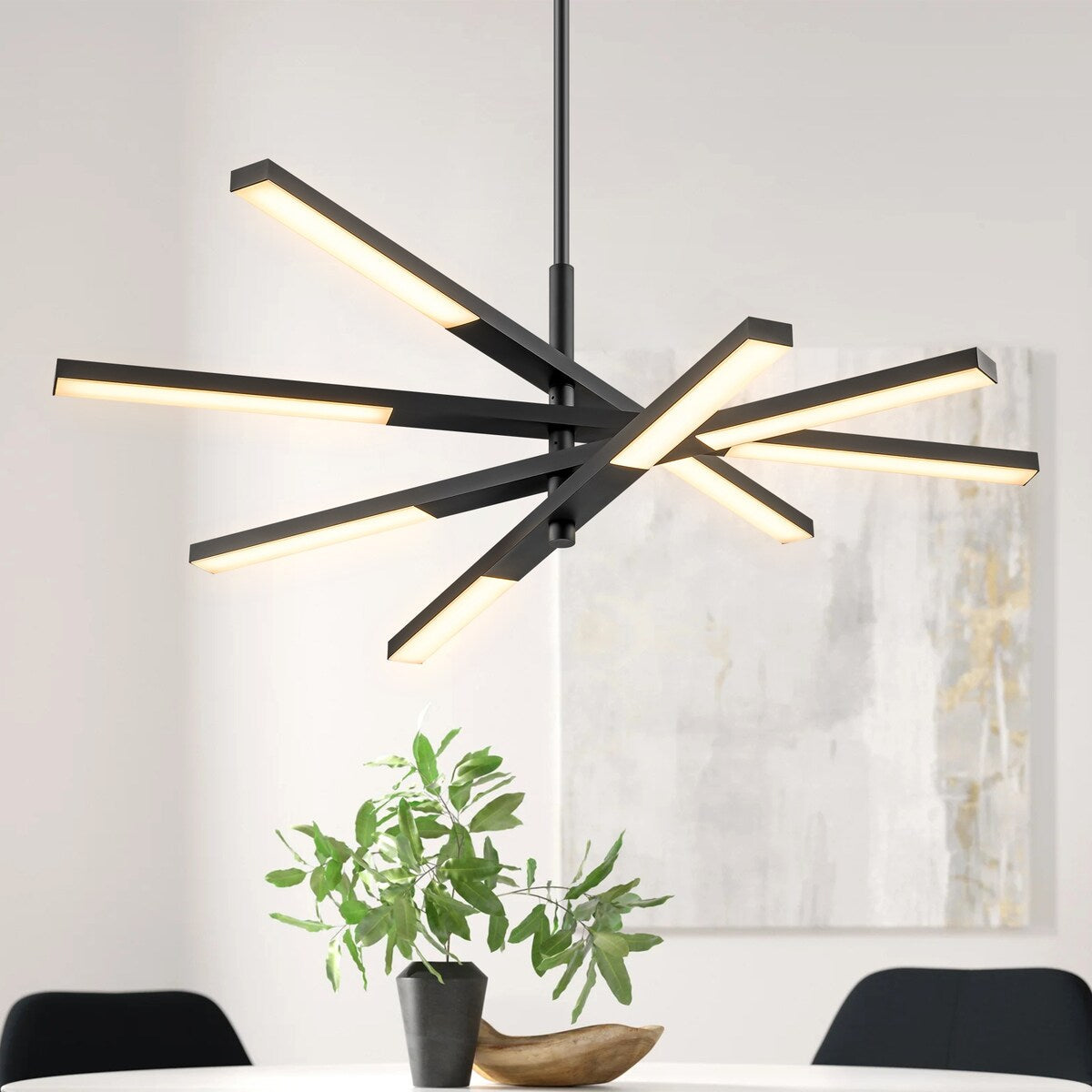 Modern Tiered Linear Sputnik Chandelier Warm Light 3000K Integrated LED Chandelier