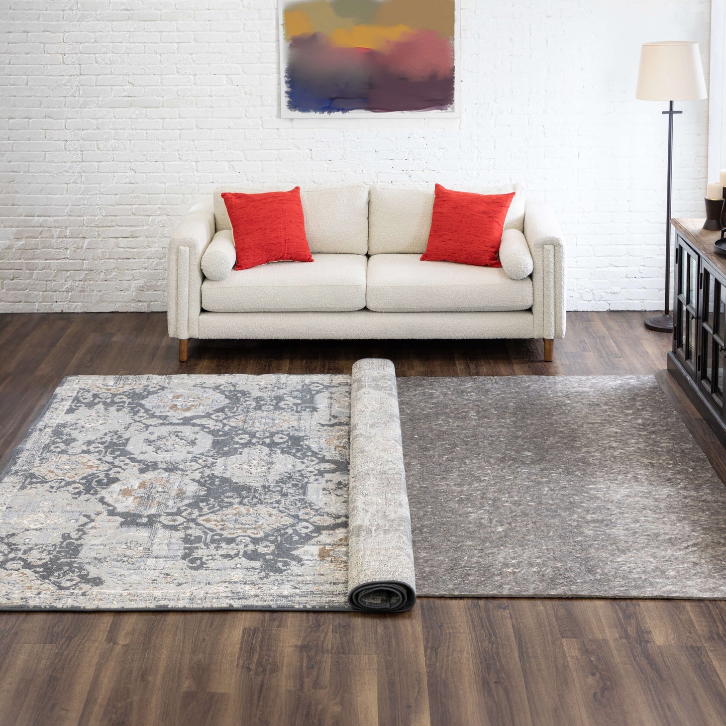 Mohawk Home Non Slip Rug Pad 1/2 Inch Thick Felt Cushion Reversible - Grey