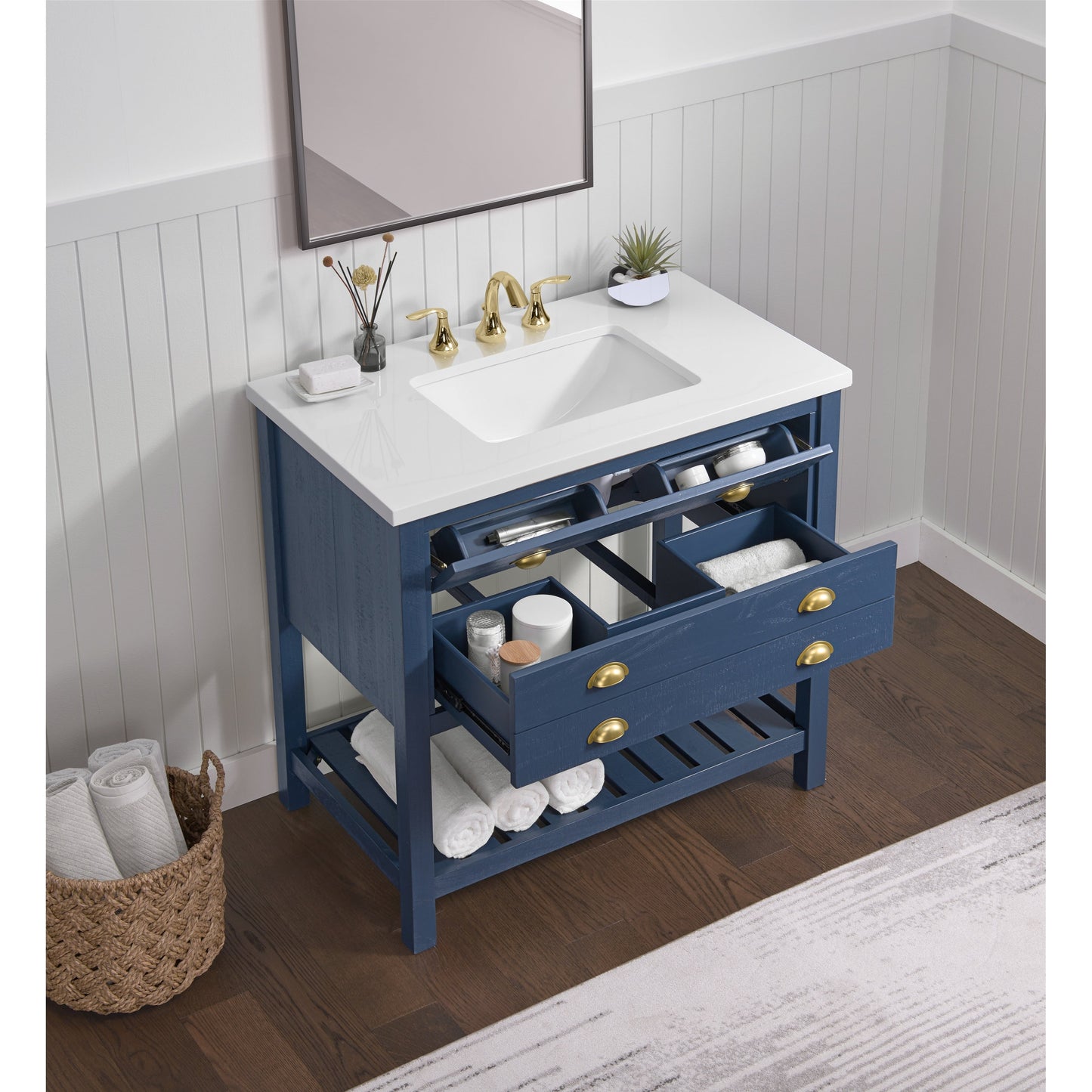 Meuble-lavabo simple de style ferme Monterey 37 avec dessus