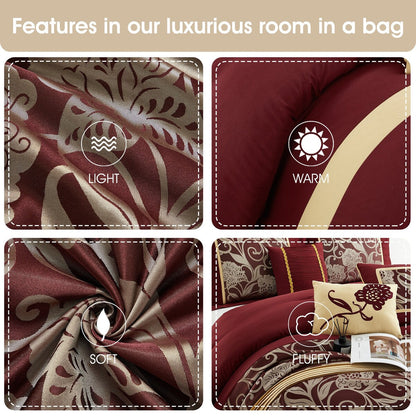 Ensemble de couette 9 pièces Nanshing Brie en jacquard floral