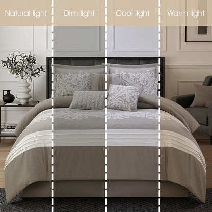 Nanshing Salem Damask Jacquard 7-Piece Comforter Set