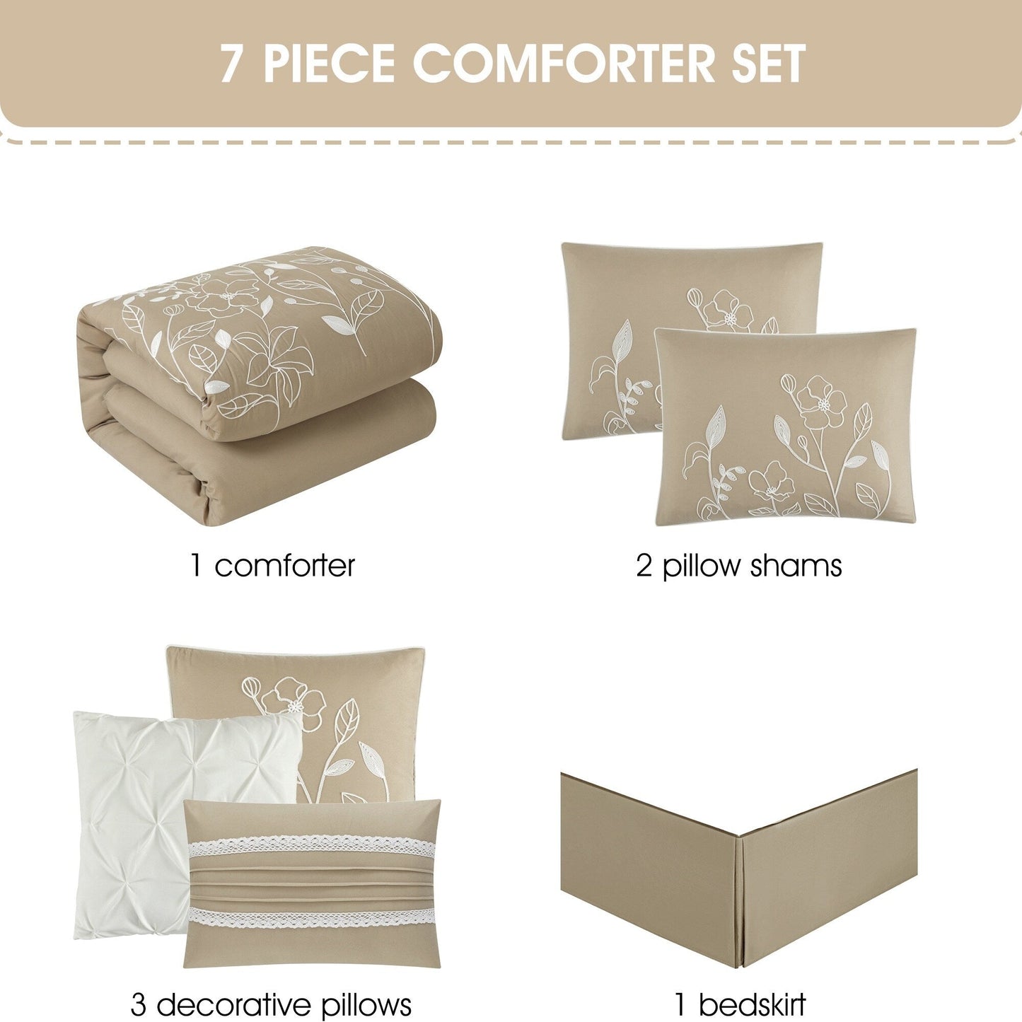 Ensemble de couette florale botanique Nanshing Taylor 7 pièces