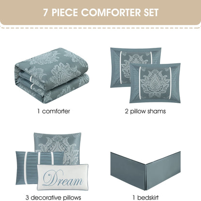 Ensemble de couette traditionnelle damassée Nanshing Tiana 7 pièces