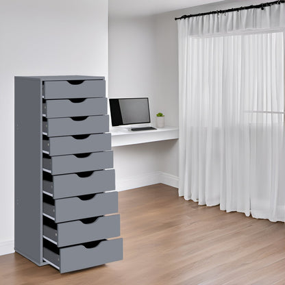 Armoire étroite en bois à 9 tiroirs avec tiroirs coulissants en douceur et étagère de rangement supérieure