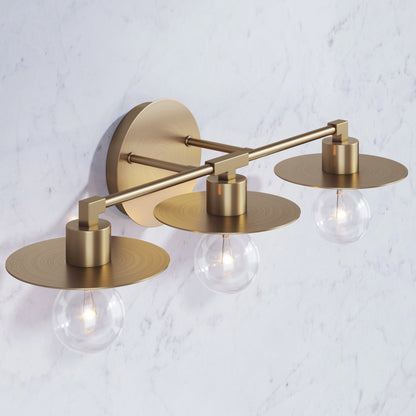 Nathan James Pattinson 3-Lights Bathroom Vanity Light Fixture with Metal Frame and Thin Plate Shade