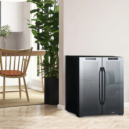 Réfrigérateur à vin et boissons Newair, 18 bouteilles et 59 canettes, deux zones de température, autonome, contrôle numérique de la température