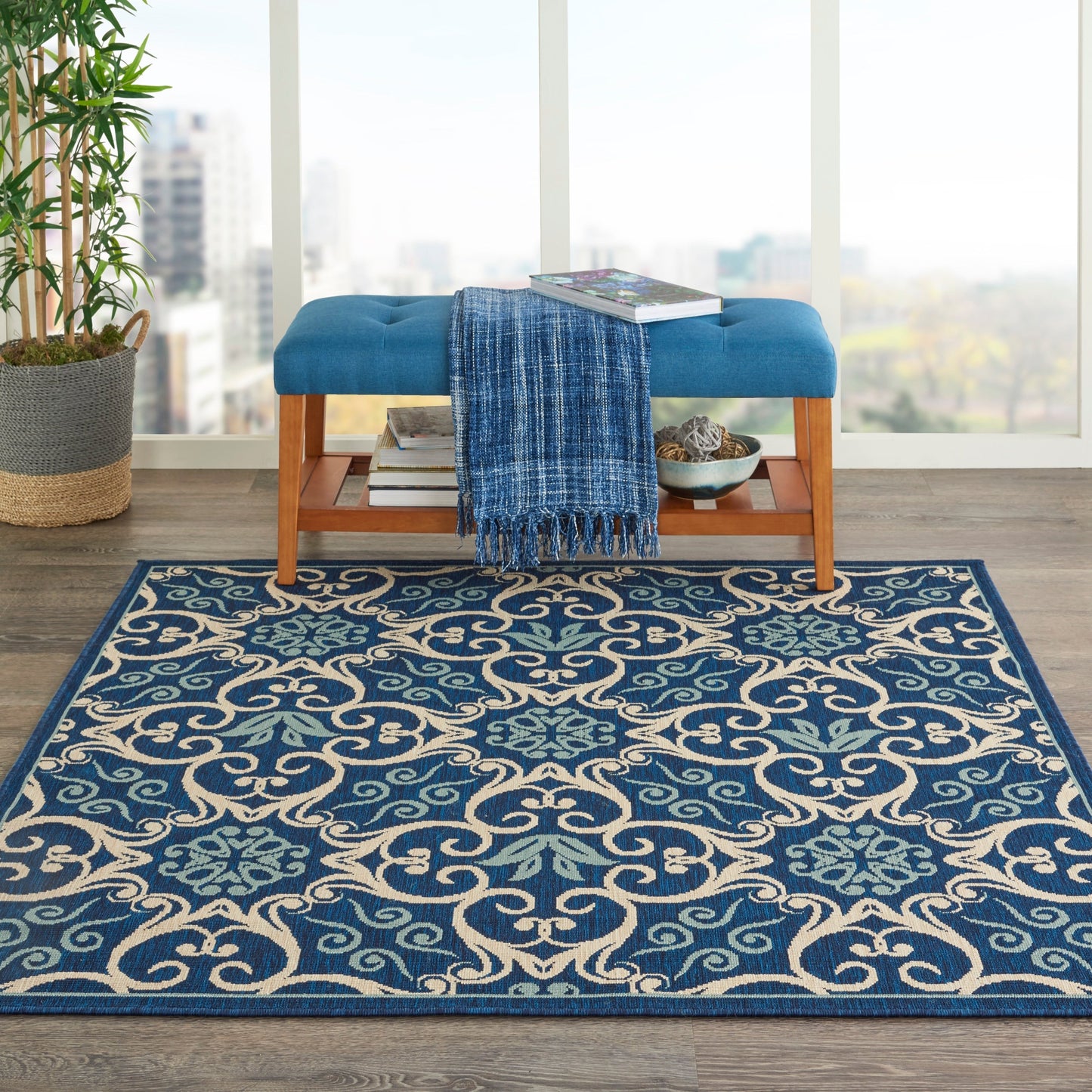 Nourison Caribbean Floral Geometric Indoor/Outdoor Area Rug
