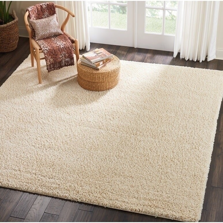 Nourison Malibu Shag Modern Plush Solid Area Rug