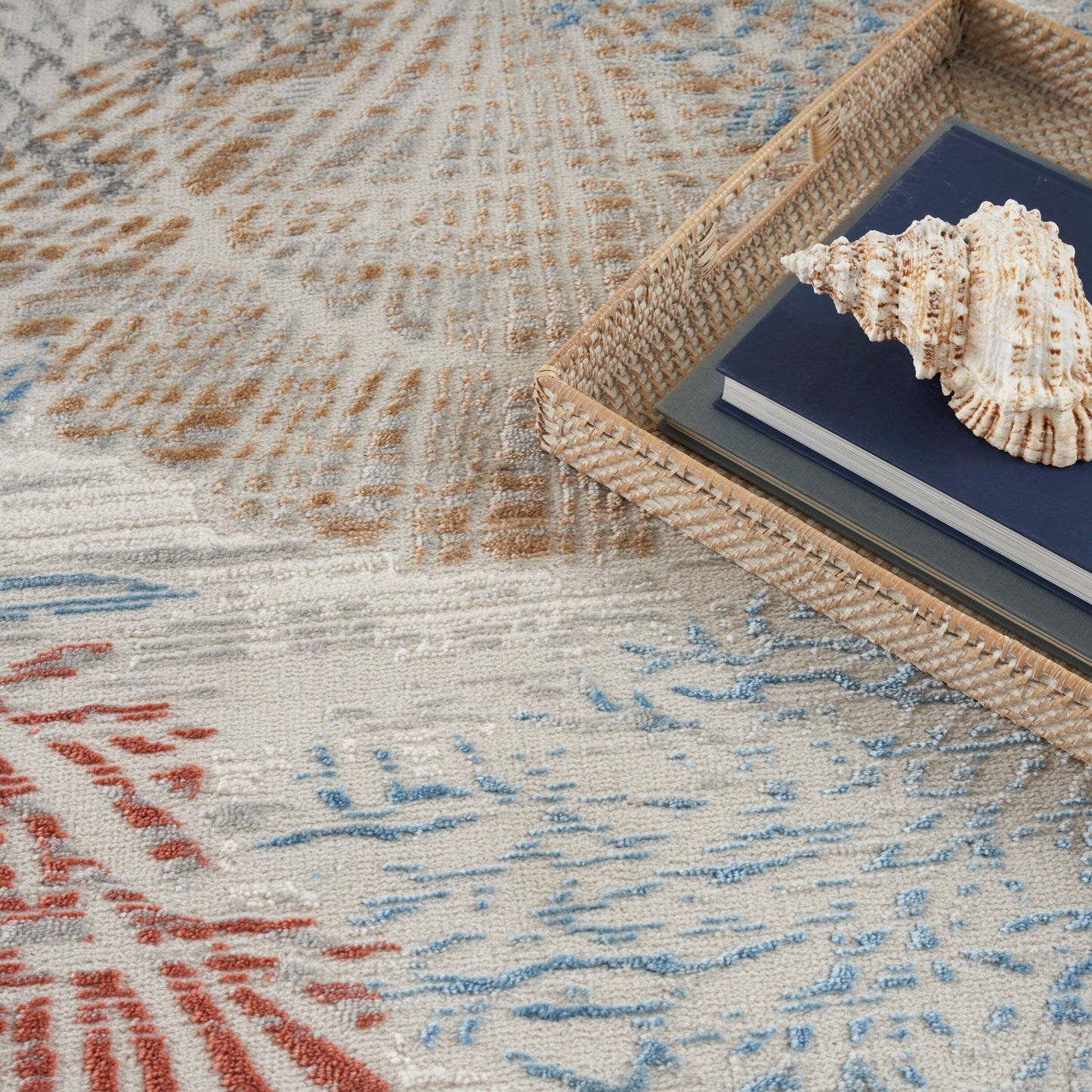 Nourison Pompeii Coastal Beach Shells and Coral Area Rug