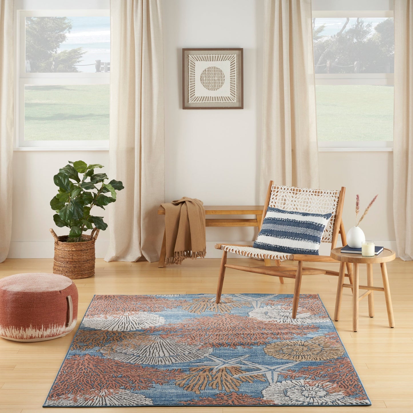 Nourison Pompeii Coastal Beach Shells and Coral Area Rug
