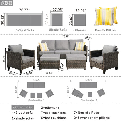 Ensemble de 5 sièges de jardin à dossier haut en osier OVIOS