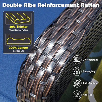 Ensemble de conversation 5 pièces en osier pour patio à dossier haut OVIOS