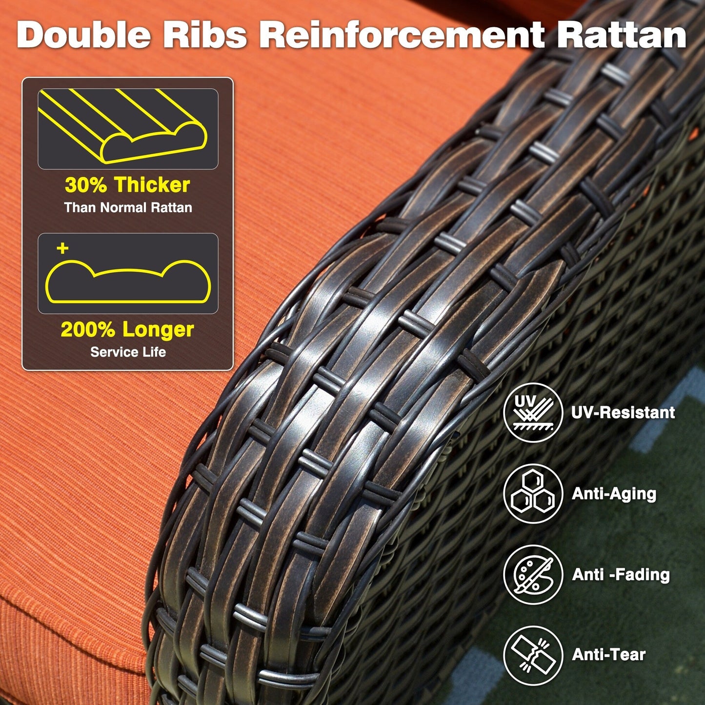 Ensemble de conversation 5 pièces en osier pour patio à dossier haut OVIOS