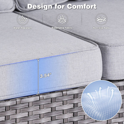 Ensemble de conversation 5 pièces en osier pour patio à dossier haut OVIOS