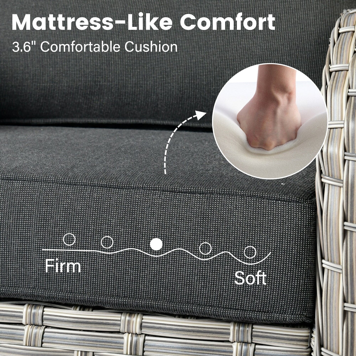 OVIOS 9 Pieces Outdoor Wicker Swivel Chair Set With Fire Table