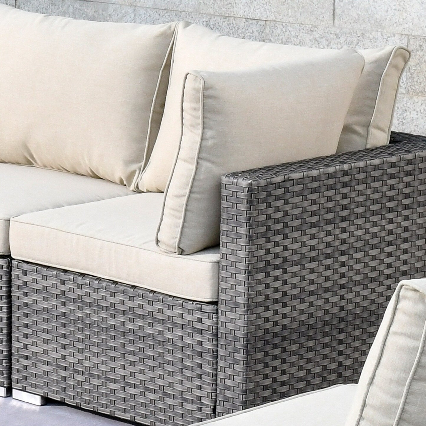 OVIOS Deep Seat Wicker 11-piece Sectional Set Swivel Chairs Fire Pit