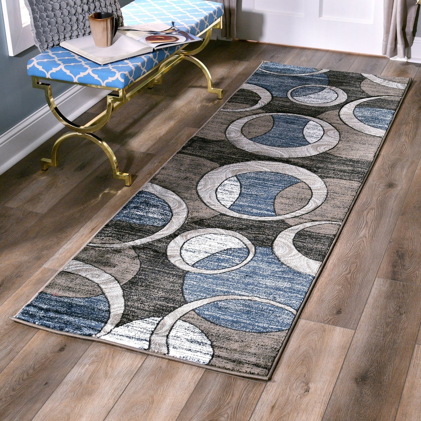 Orelsi Collection Abstract Geometric Circles Area Rug