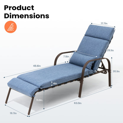 Chaise longue d'extérieur réglable avec coussin pour la plage et la piscine