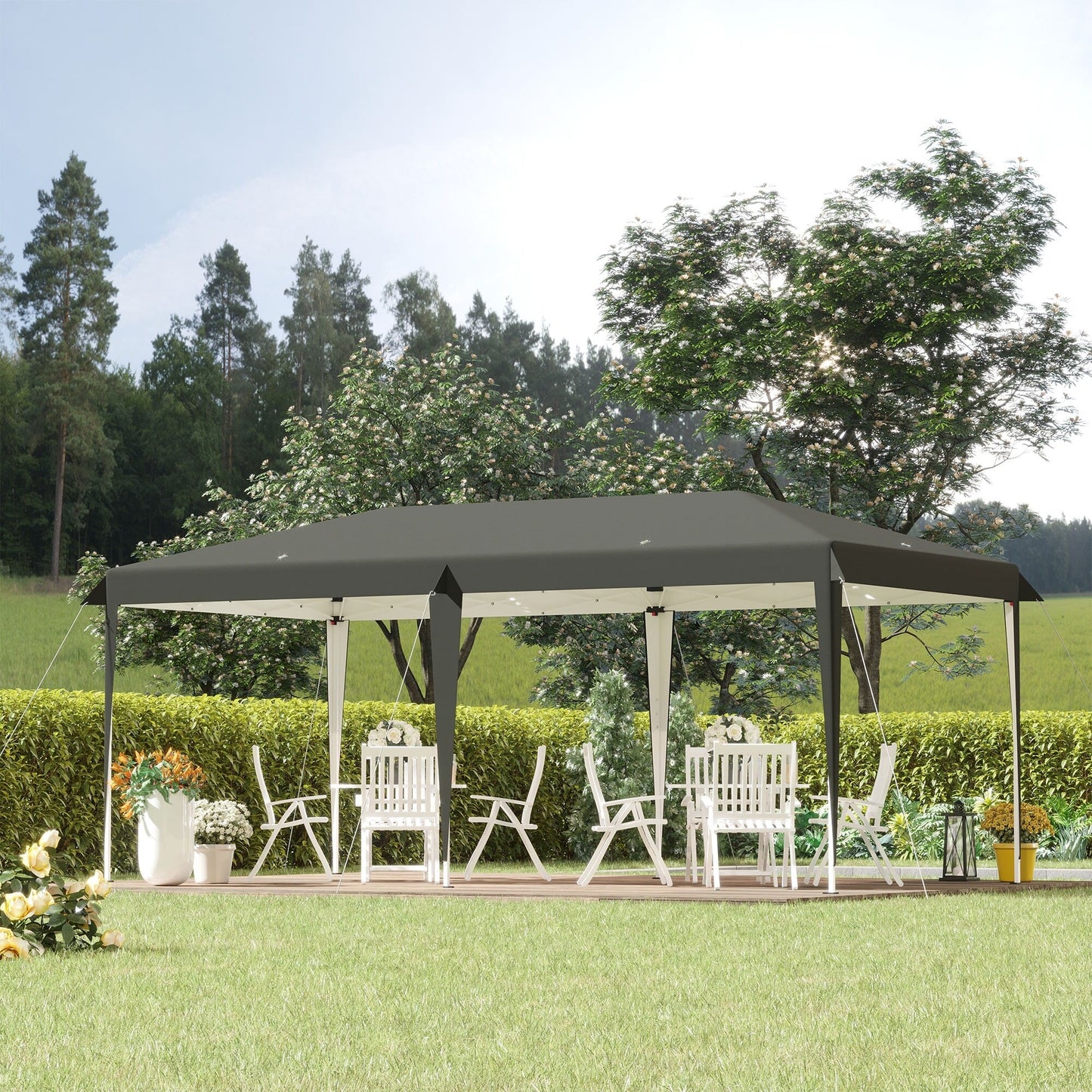 Auvent pop-up robuste Outsunny avec cadre robuste, toit anti-UV et sac de transport pour terrasse, jardin, plage et arrière-cour