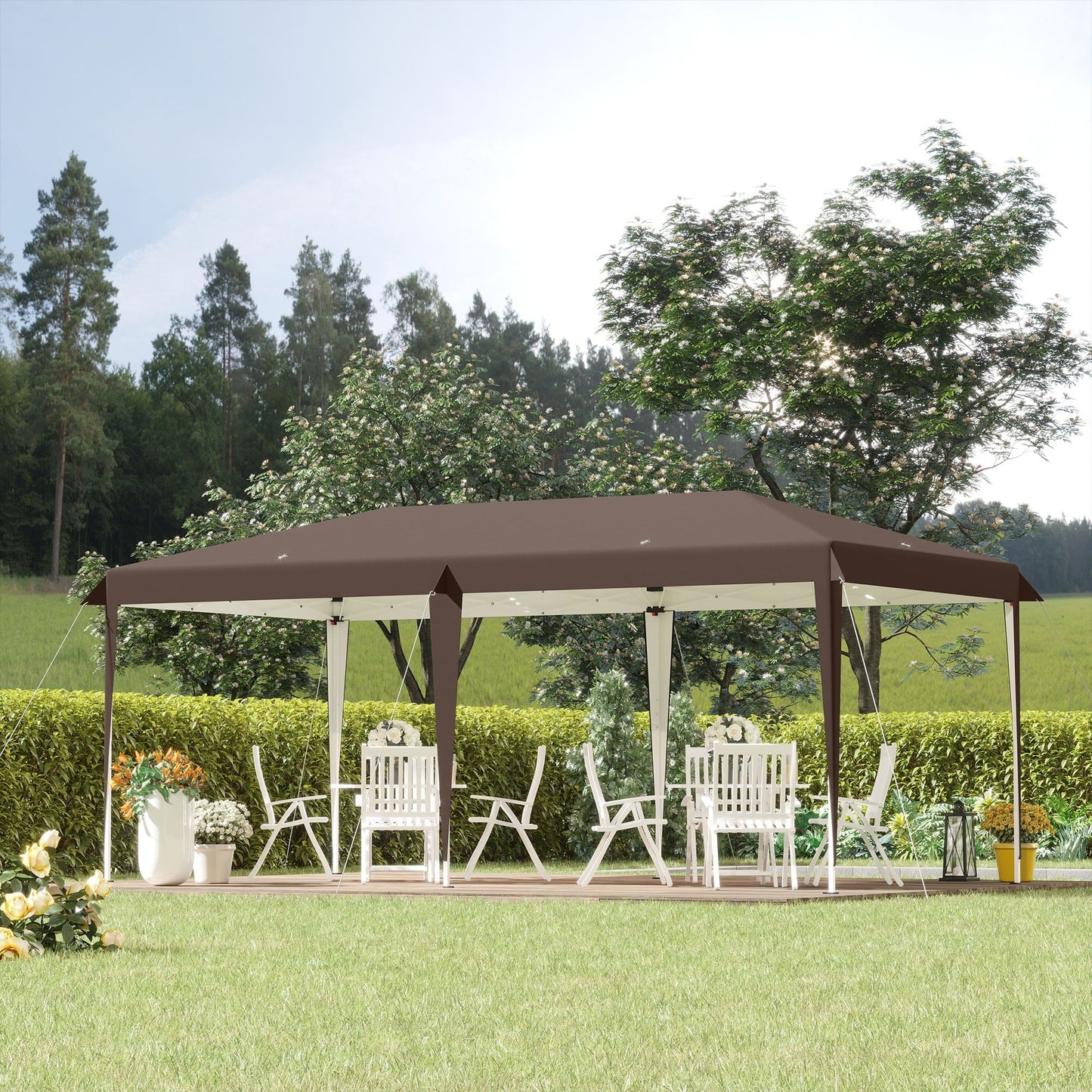 Auvent pop-up robuste Outsunny avec cadre robuste, toit anti-UV et sac de transport pour terrasse, jardin, plage et arrière-cour