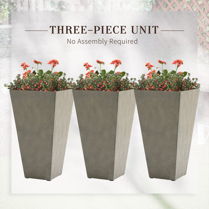 Lot de 3 grands pots de fleurs en plastique Outsunny 28 cm, pour l'intérieur et l'extérieur, pour l'entrée, la terrasse et la cour.