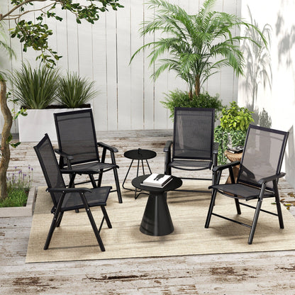 Ensemble de 4 chaises de patio pliantes Outsunny au design simple et chic, confortables pour la terrasse, le jardin, la cour et les voyages