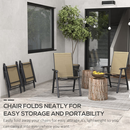 Ensemble de 4 chaises de patio pliantes Outsunny au design simple et chic, confortables pour la terrasse, le jardin, la cour et les voyages