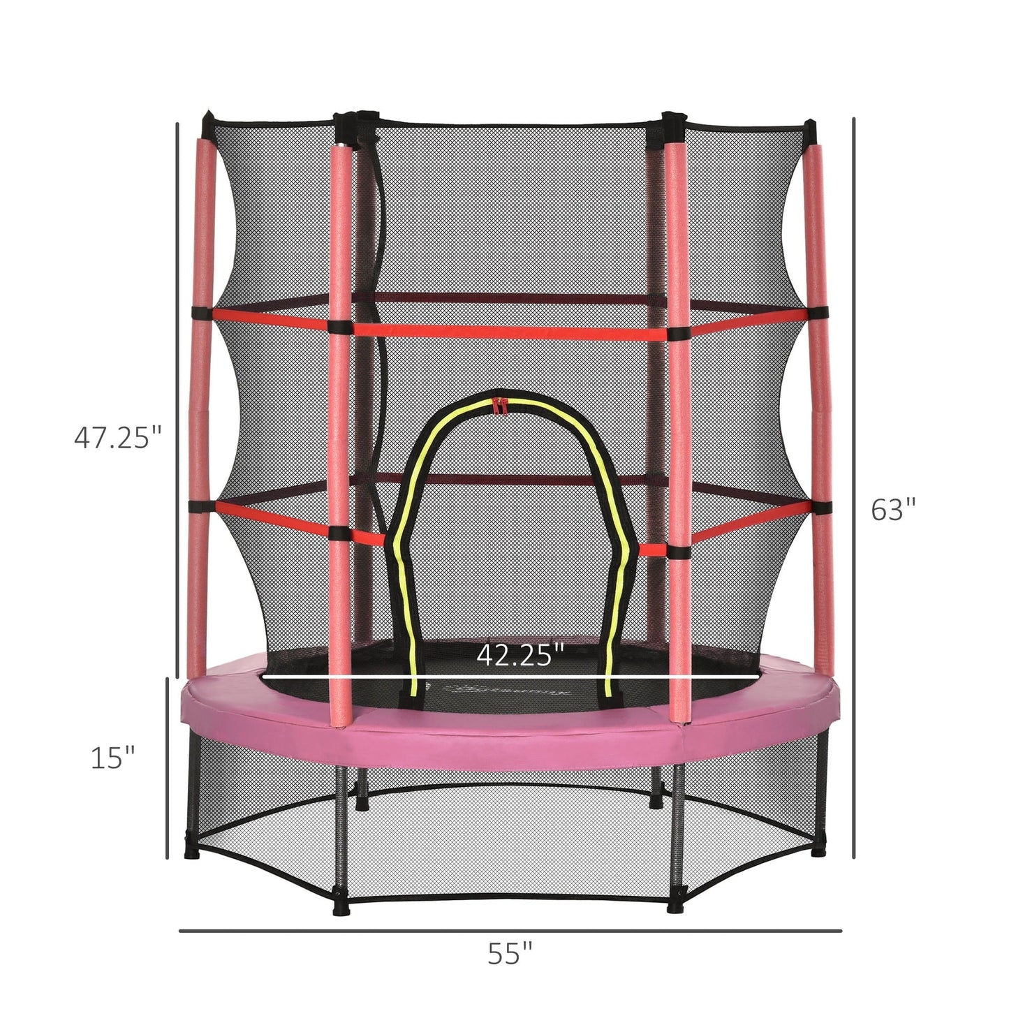 Outsunny 5' Diameter Kids Trampoline with Net for Indoors & Outdoors, Ages 3 to 6