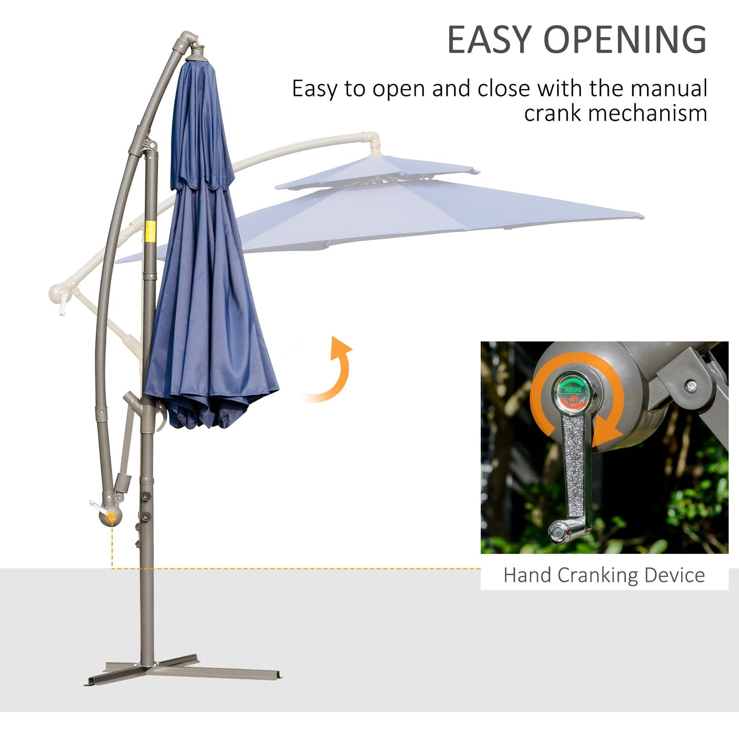Outsunny 9' 2-Tier Cantilever Umbrella with Crank Handle, Cross Base and 8 Ribs, Garden Patio Offset Umbrella