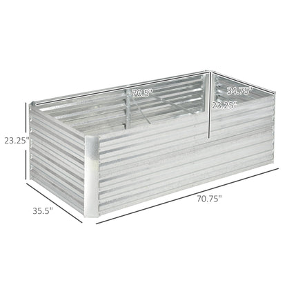 Outsunny Raised Garden Bed, 71 x 36 x 23 Galvanized Steel Planters for Outdoor Plants with Reinforced Rods