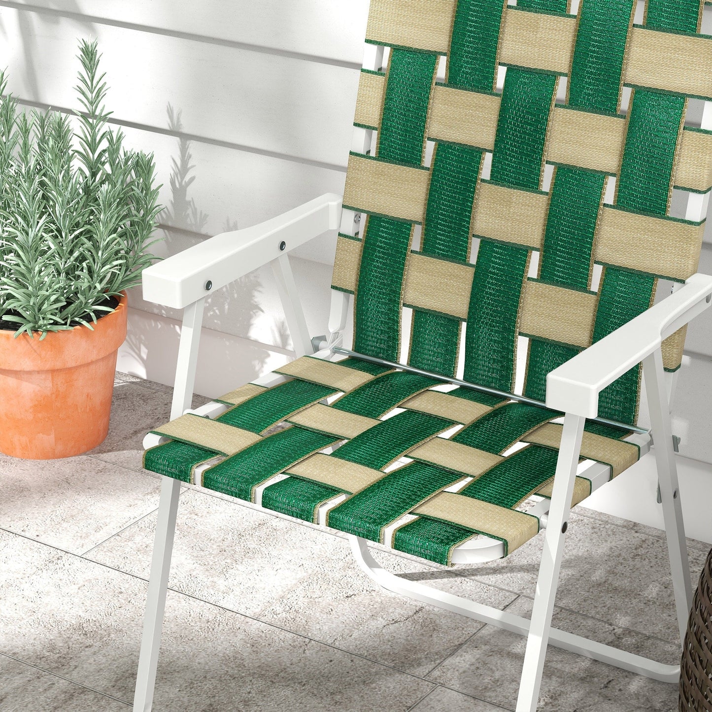 Outsunny Set of 4 Patio Folding Chairs, Classic Outdoor Camping Chairs, Portable Lawn Chairs for Camping