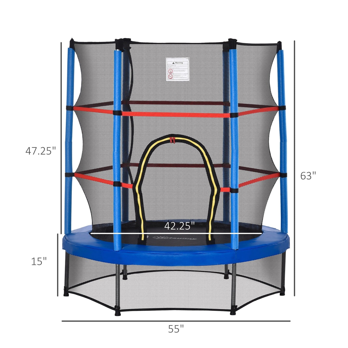Outsunny 5' Diameter Kids Trampoline with Net for Indoors & Outdoors, Ages 3 to 6