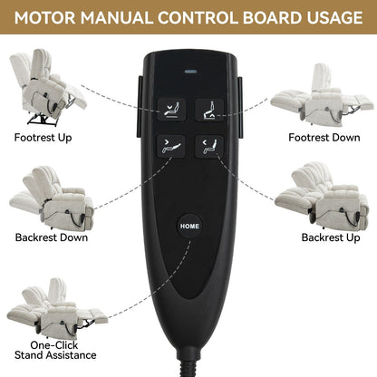 Oversized Chenille Power Lift Recliner Chair with Massage and Lumbar Heating, Infinite Position Reclining
