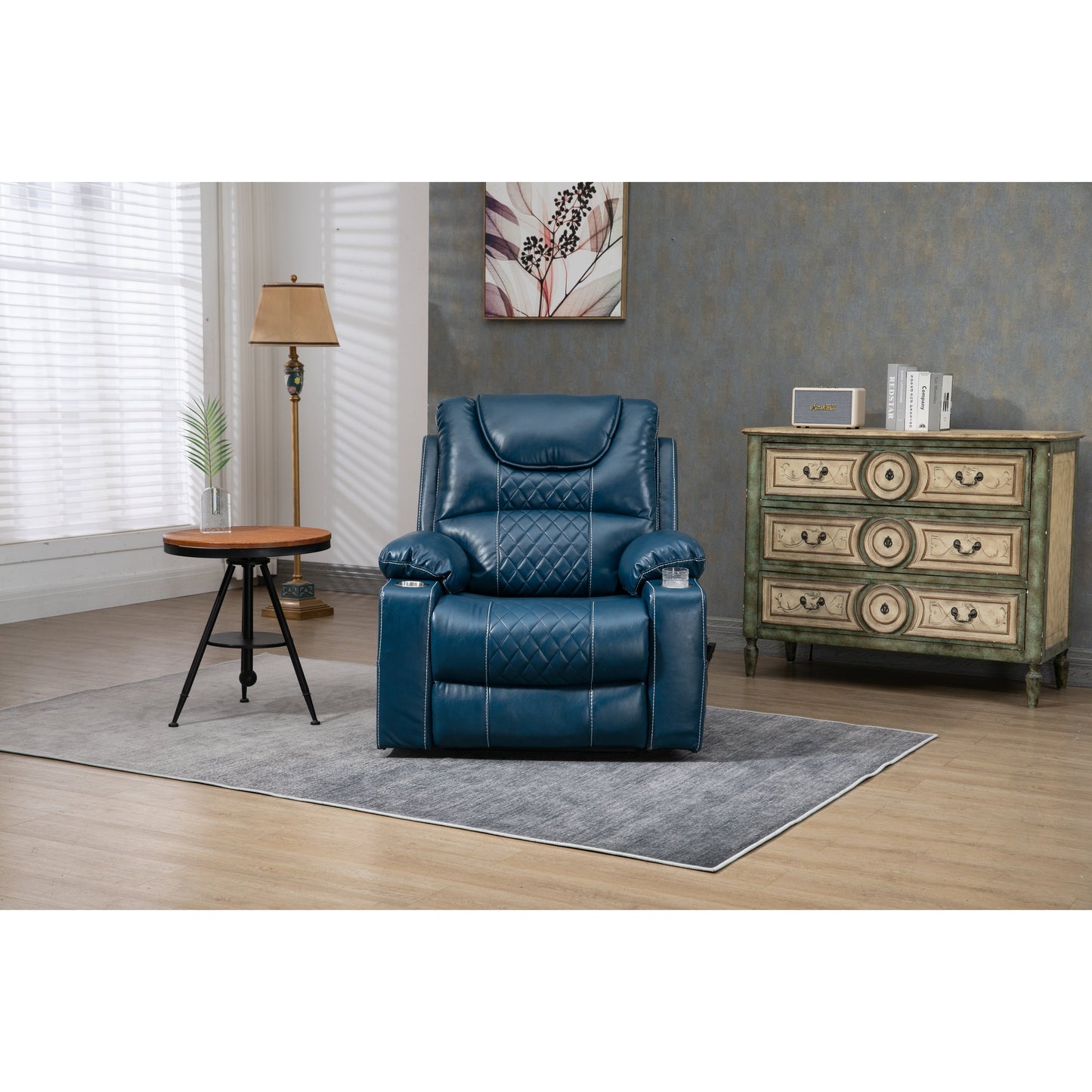 Oversized PU Leather Power Lift Recliner with Massage, Lumbar Heating, Cup Holder, 180° Flat Lay