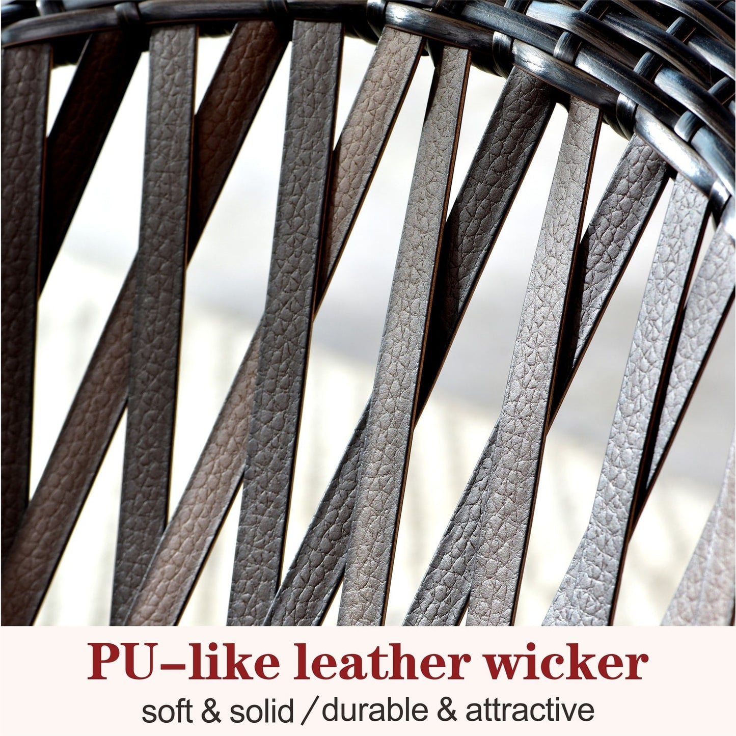 OVIOS 3-piece Patio Rocking Chair Bistro Set with Glass Coffee Table