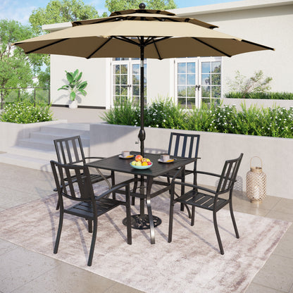 Parasol de terrasse inclinable à 3 niveaux de 10 pieds de MAISON ARTS, parasol d'extérieur à double ventilation avec lumières LED