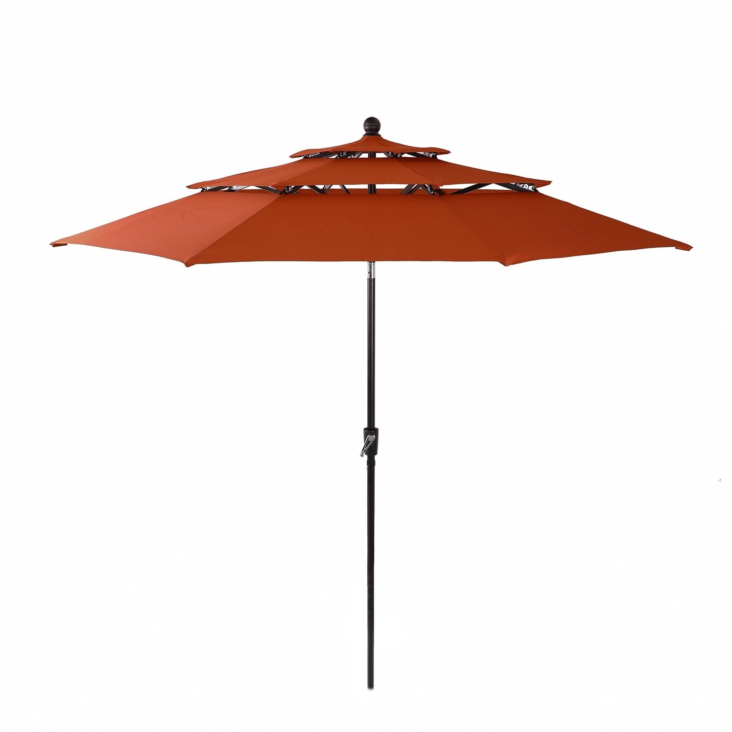 MAISON ARTS 10ft 3 Tiers Patio Outdoor Umbrella Matched with most Patio Table with Ventilation Auto-tilt and Crank Lift