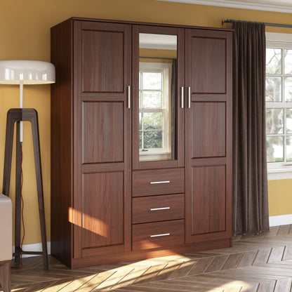 Armoire penderie 3 portes Cosmo 100 % bois massif de Palace Imports avec portes en bois massif ou en miroir