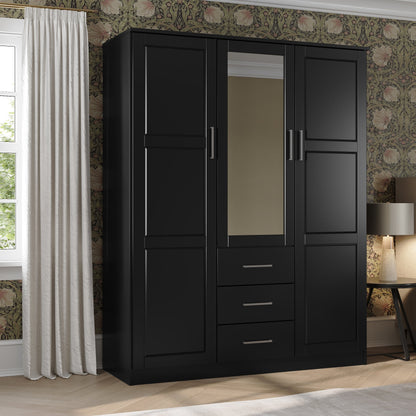 Armoire penderie 3 portes Cosmo 100 % bois massif de Palace Imports avec portes en bois massif ou en miroir