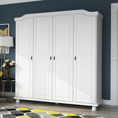 Armoire penderie 4 portes Kyle 100 % bois massif de Palace Imports avec portes en bois massif ou en miroir