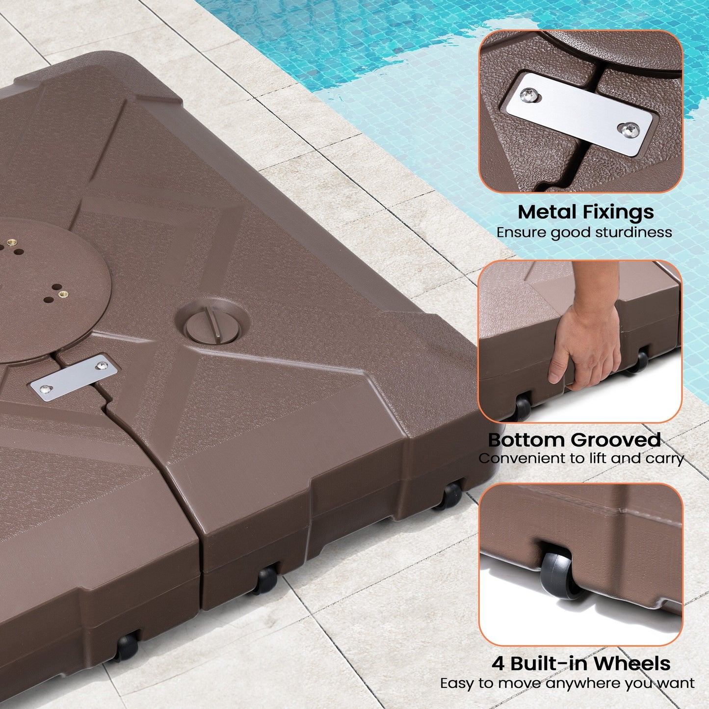 Base de parasol déporté Pellebant de 220 lb avec roulettes - N/A