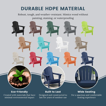 Chaise pliante Adirondack Polytrends Laguna résistante à la décoloration et aux intempéries pour patio extérieur