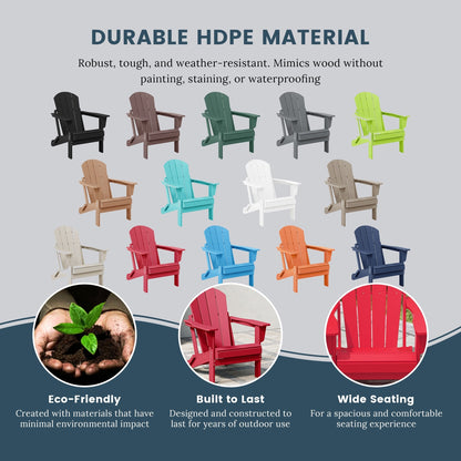 Chaise pliante Adirondack Polytrends Laguna résistante à la décoloration et aux intempéries pour patio extérieur