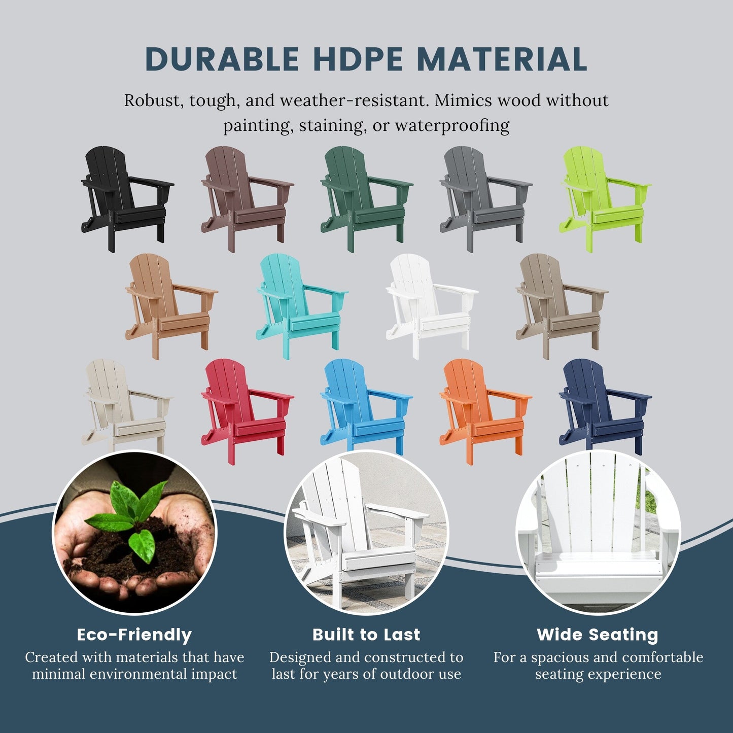 Chaises pliantes Adirondack Polytrends Laguna résistantes aux intempéries (lot de 4)